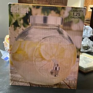 Del Sol Round Glass Beverage Dispenser - Clear